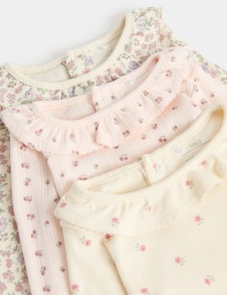 Sada 3 ks květovaných body s dlouhým rukávem (2,3 kg – 3 roky)