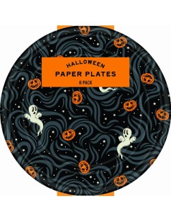 8 kusů halloweenských papírových talířů