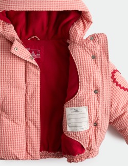 Prošívný kabát z materiálu gingham s kapucí (2–8 let)