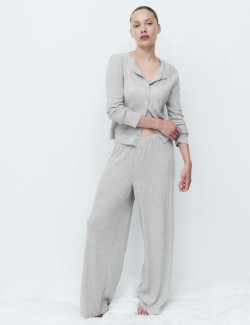 Pointelle Wide Leg Lounge Bottoms