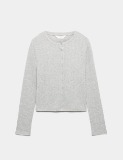 Cotton Blend Pointelle Lounge Cardigan