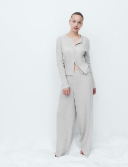 Cotton Blend Pointelle Lounge Cardigan