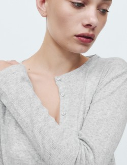 Cotton Blend Pointelle Lounge Cardigan