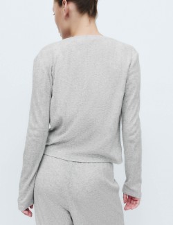 Cotton Blend Pointelle Lounge Cardigan