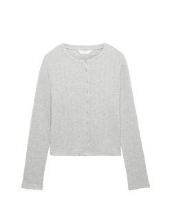 Cotton Blend Pointelle Lounge Cardigan