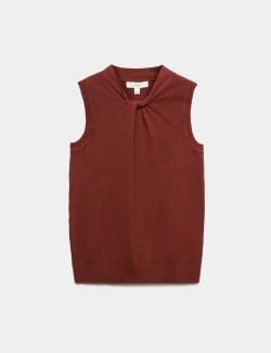 Twist Front Slim Knitted Vest