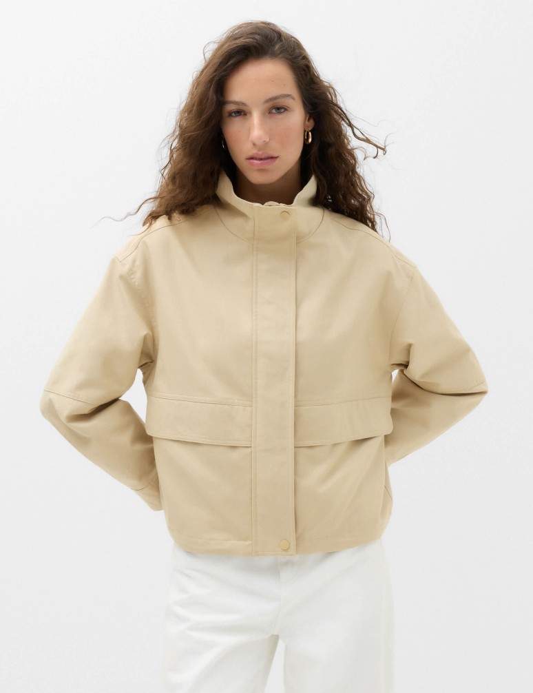 Cotton Rich Funnel Neck Parka Coat