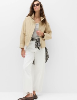 Cotton Rich Funnel Neck Parka Coat