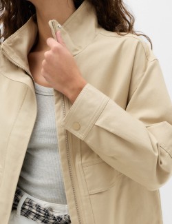 Cotton Rich Funnel Neck Parka Coat