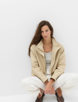 Cotton Rich Funnel Neck Parka Coat