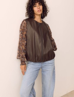Faux Leather Bubble Hem Gilet