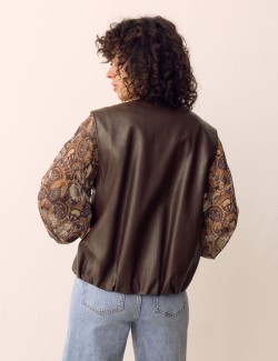 Faux Leather Bubble Hem Gilet