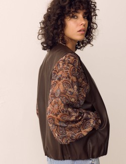 Faux Leather Bubble Hem Gilet