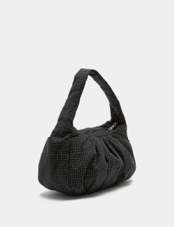 Pure Cotton Checked Ruched Shoulder Bag