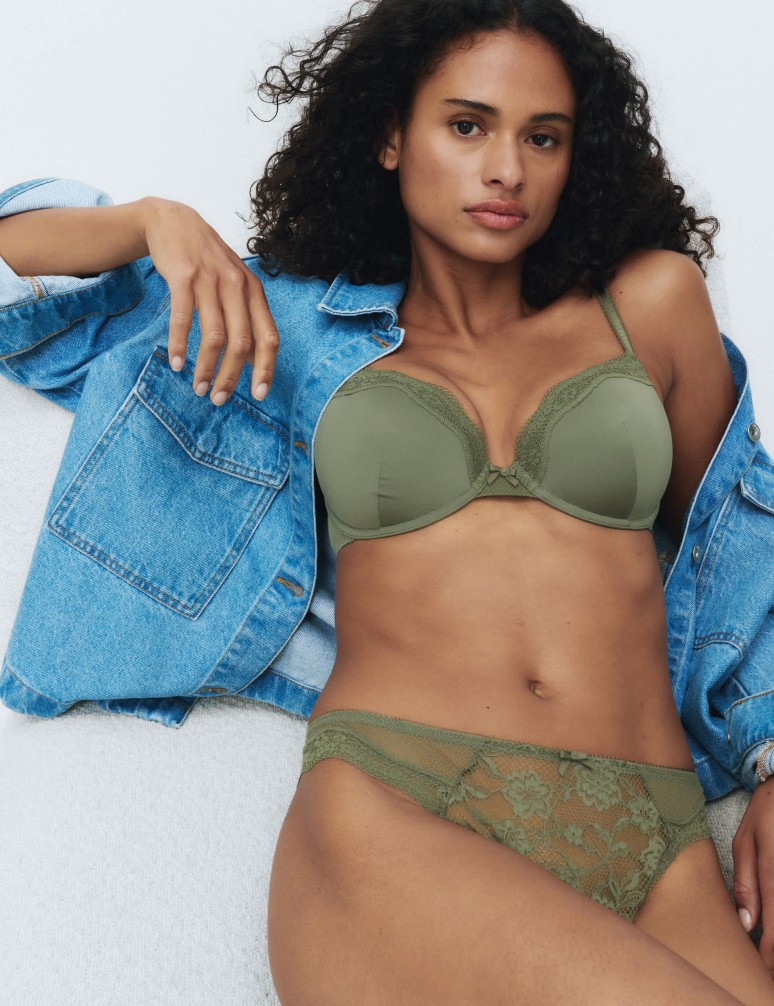 Jasmine Lace Wired Demi Cup Bra (A-E)