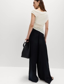 Asymmetric Mesh Drape Top