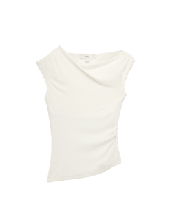 Asymmetric Mesh Drape Top