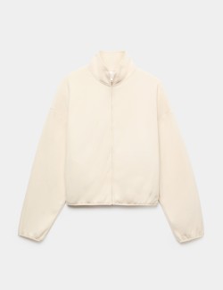 Zip Up Funnel Neck Relaxed Fleece Jacket