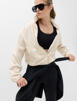 Zip Up Funnel Neck Relaxed Fleece Jacket