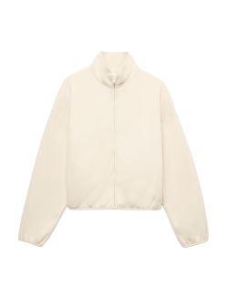 Zip Up Funnel Neck Relaxed Fleece Jacket