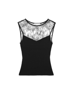 Textured Lace Detail Knitted Top