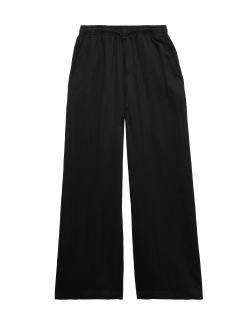 Lyocell Rich Drawstring Wide Leg Trousers