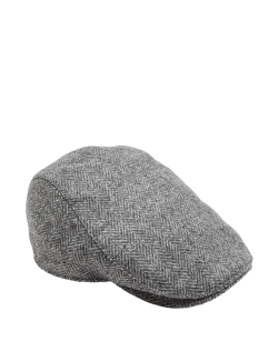 Plochá čepice z čisté vlny se vzorem rybí kosti a technologií Stormwear™