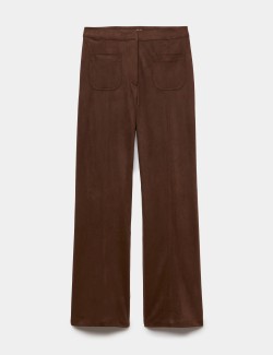 Faux Suede Straight Leg Trousers