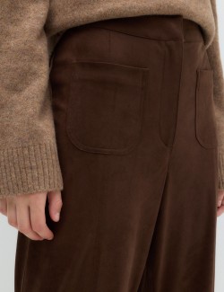 Faux Suede Straight Leg Trousers