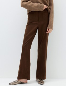 Faux Suede Straight Leg Trousers