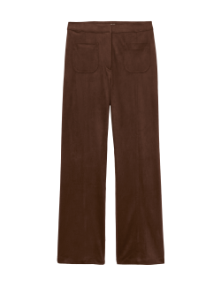 Faux Suede Straight Leg Trousers