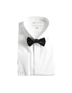 Regular Fit Cotton Dress Shirt with Bow Tie