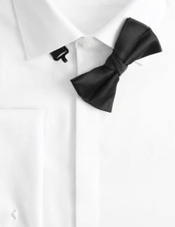 Slim Fit Cotton Dress Shirt with Bow Tie