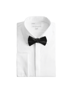 Slim Fit Cotton Dress Shirt with Bow Tie
