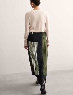 Linear Print Midi Wrap Skirt