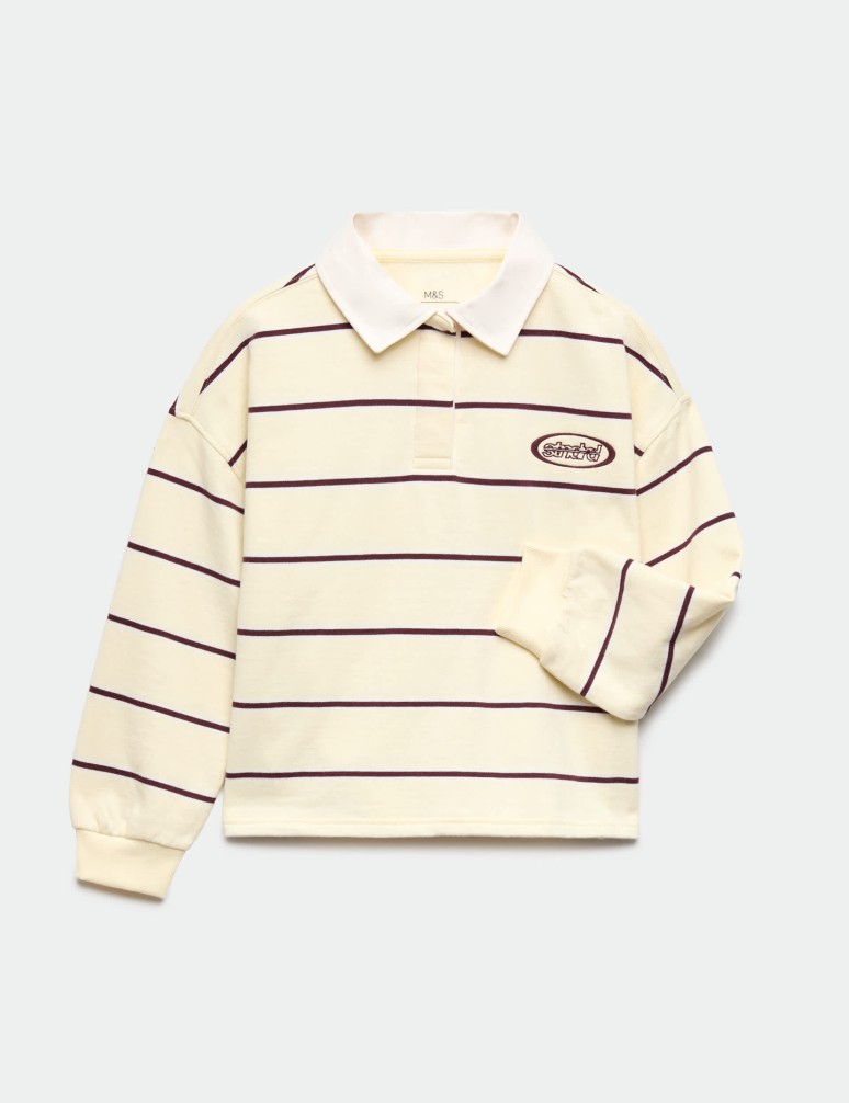Pure Cotton Striped Rugby Sweatshirt (6-16 Yrs)