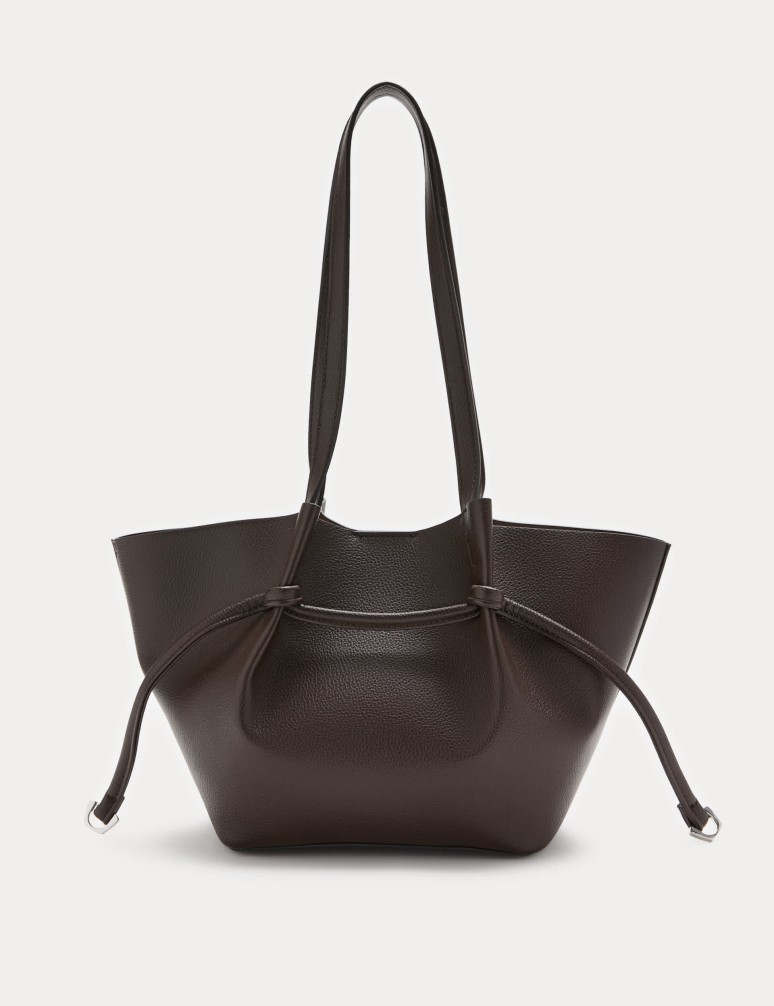 Faux Leather Pinched Mini Tote Bag