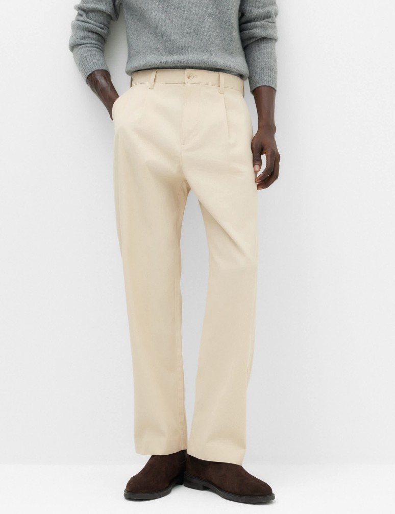 Cotton Rich Relaxed Pleat Front Trousers