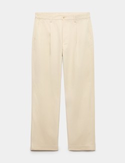 Cotton Rich Relaxed Pleat Front Trousers