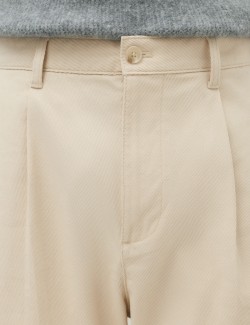 Cotton Rich Relaxed Pleat Front Trousers