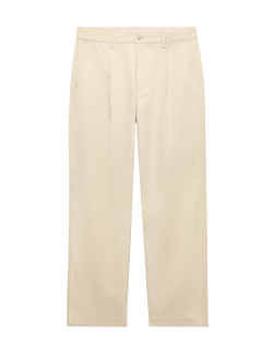 Cotton Rich Relaxed Pleat Front Trousers