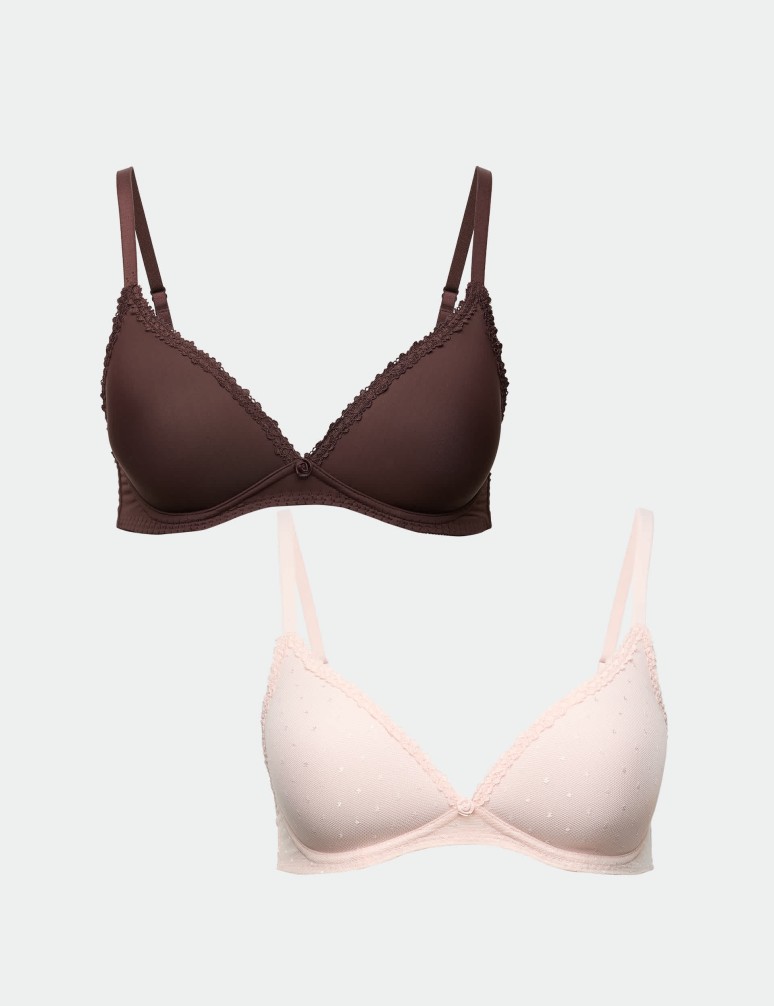 2 Pack Non Wired Plunge Bras (A-E)