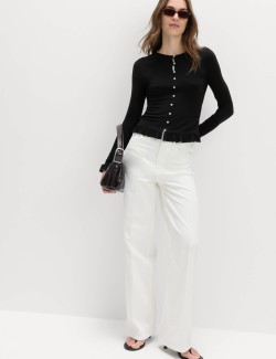 Ruffle Button Through Top