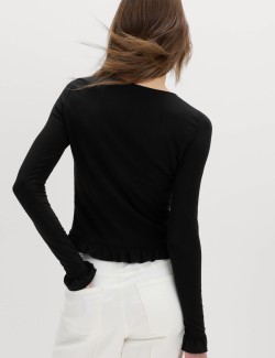 Ruffle Button Through Top