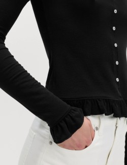 Ruffle Button Through Top
