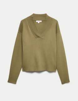 Ribbed V-Neck Jumper