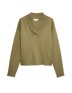 Ribbed V-Neck Jumper