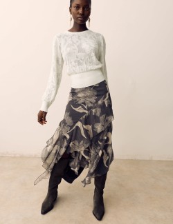 Cotton Blend Lace Knit Jumper
