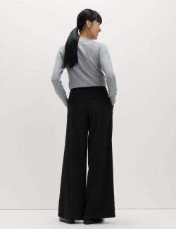 Single Pleat Wide Leg Trousers