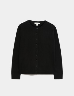 Pure Cashmere Crew Neck Button Front Cardigan
